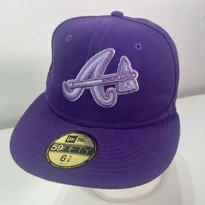 New Era 59fifty 6 7/8 Purple Atlanta Braves Baseball Cap Hat World Series 2021